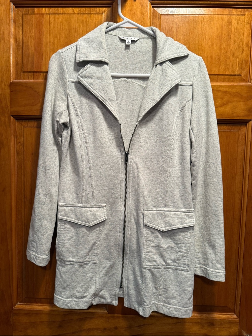 CAbi Light Gray Knit Trench Coat